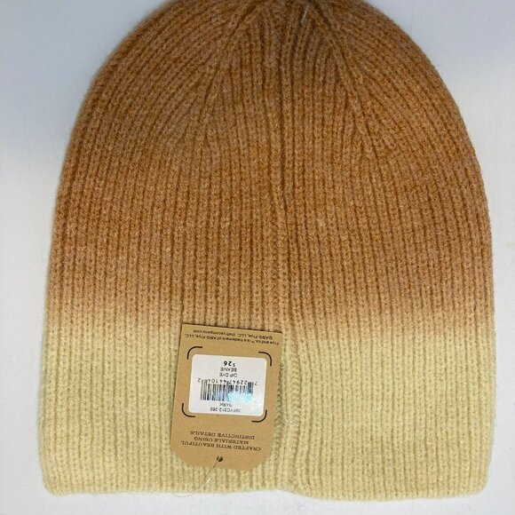 Frye & Co NWT Bark Dip Dye Beanie Salmon Rusty Orange Butter Creamy Tan Hat-OSFM - Picture 4 of 10